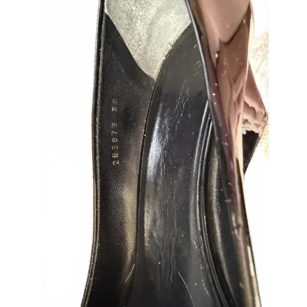 Gucci Black Patent Leather Wedge Heels with Gold Horsebit Detail, EU 39 - Picture 5 of 9
